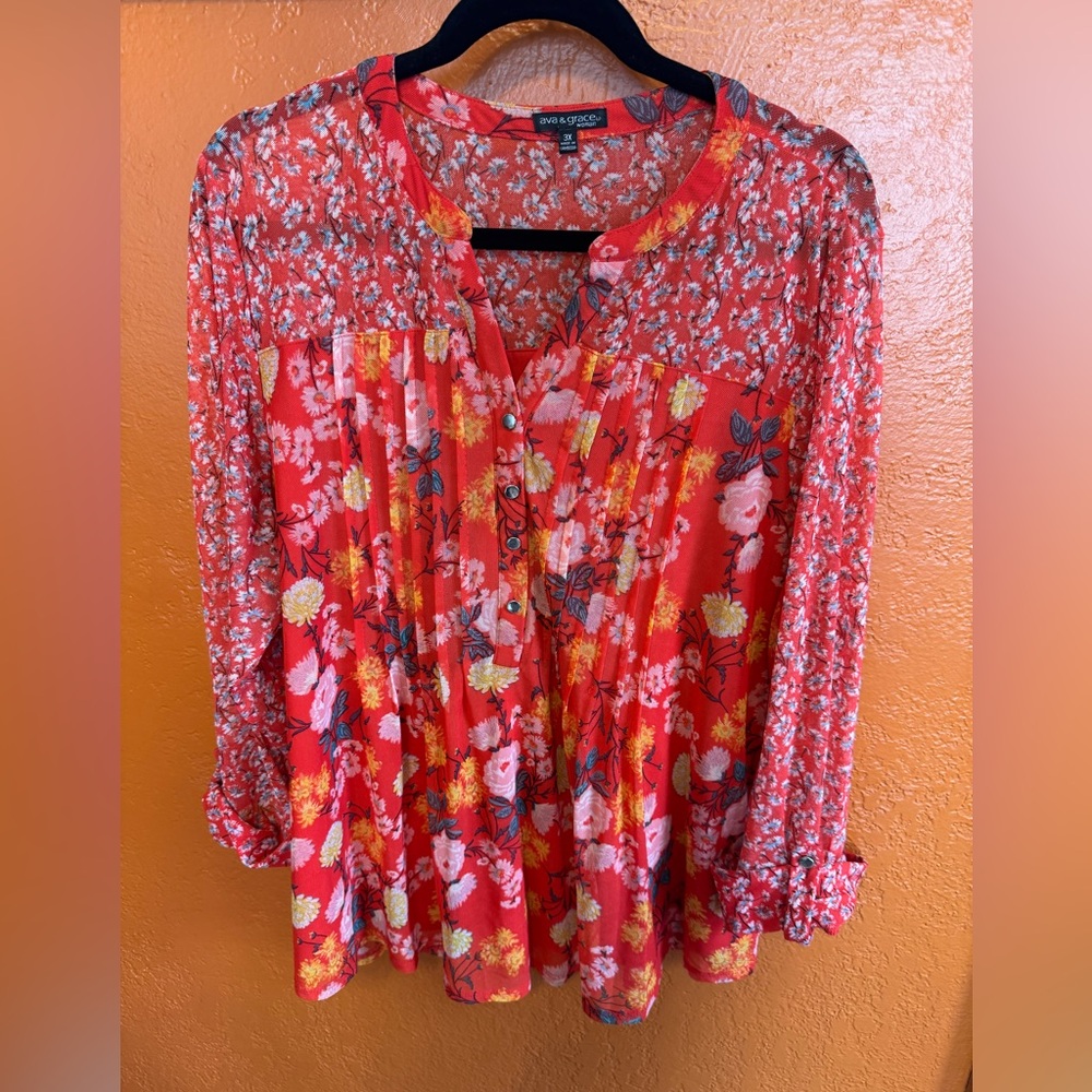 Ava‎ & Grace 3X floral top.